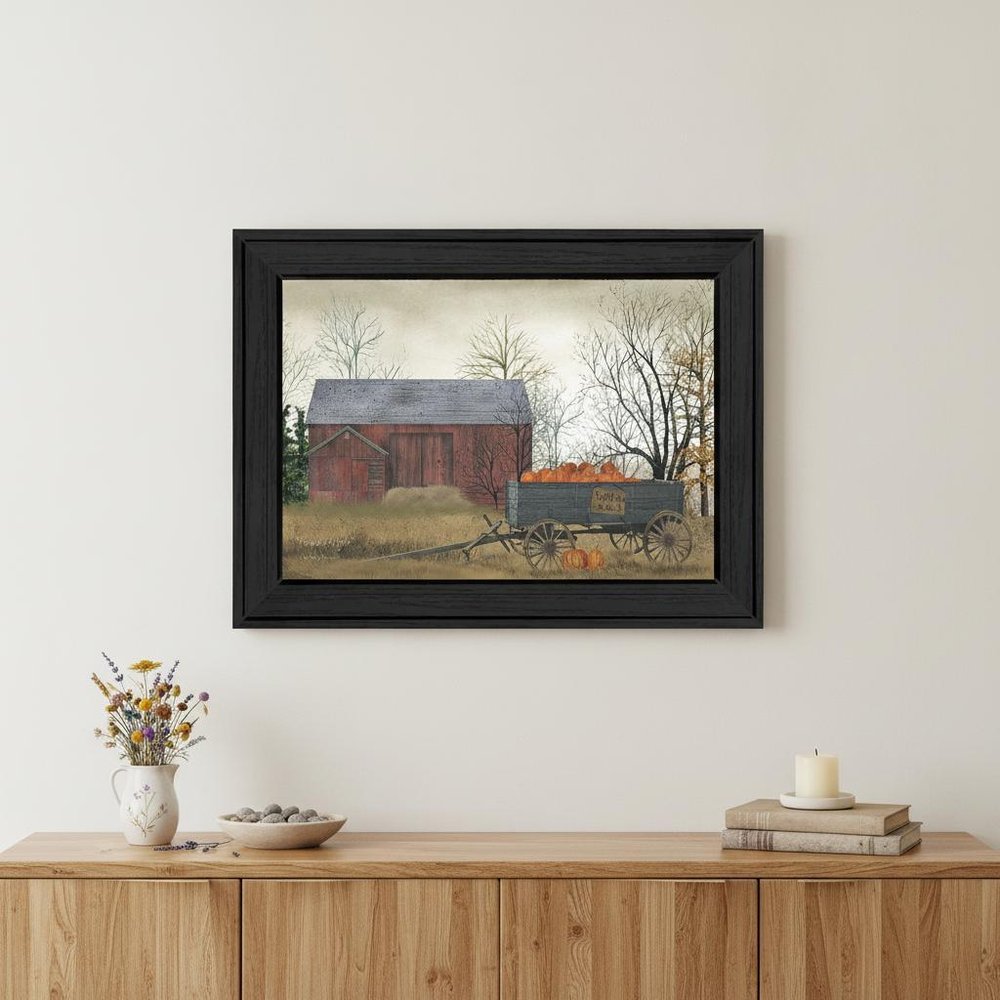Pumpkin Wagon 3 Black Framed Print Wall Art