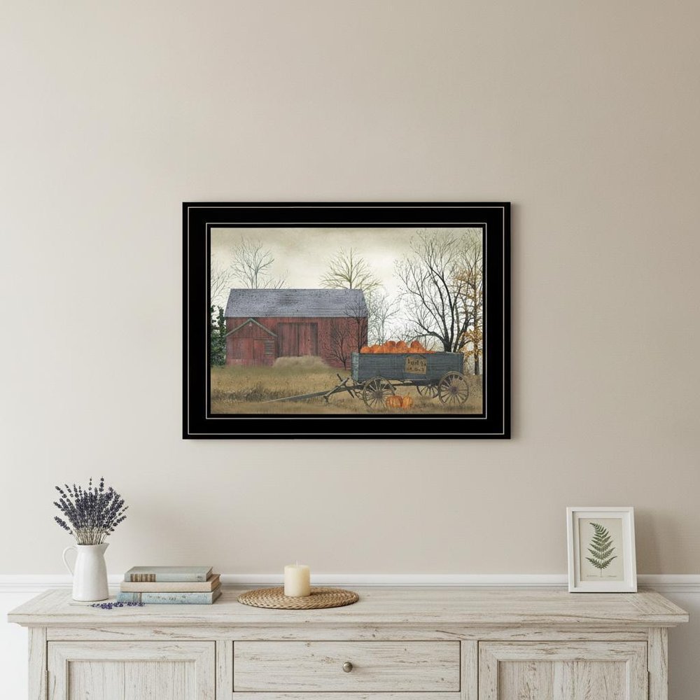 Pumpkin Wagon 3 Black Framed Print Wall Art