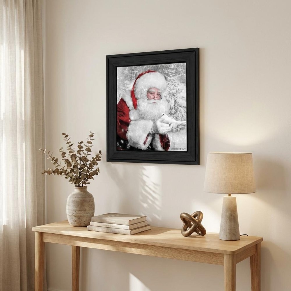 Santas Little Friends 4 Black Framed Print Wall Art