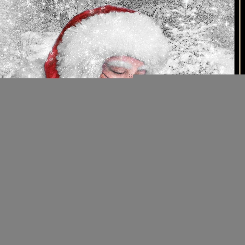 Santas Little Friends 4 Black Framed Print Wall Art