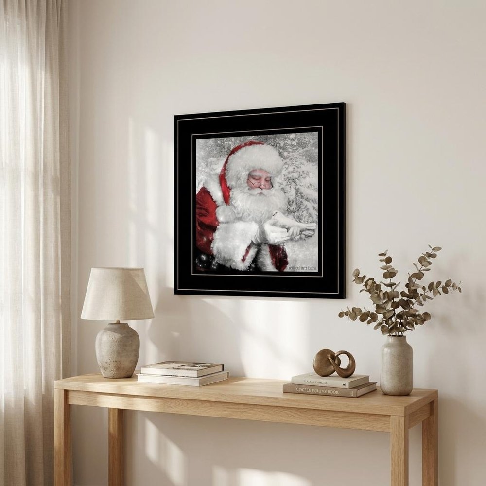 Santas Little Friends 4 Black Framed Print Wall Art