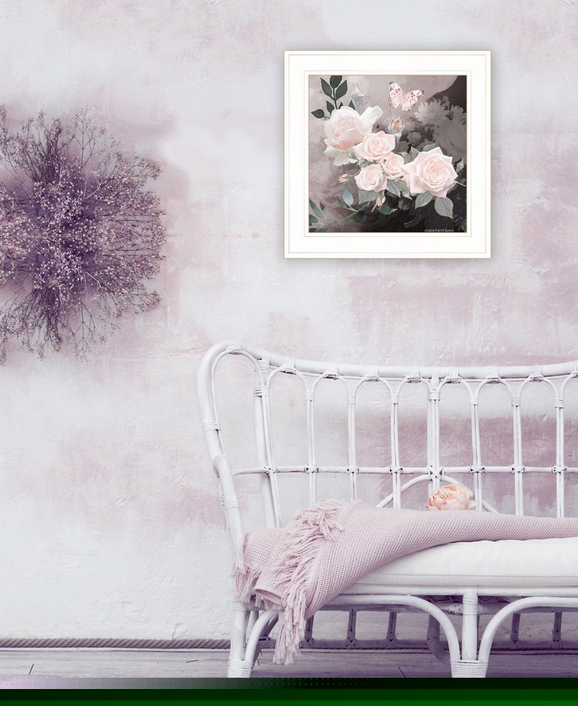 Noir Roses 1 White Framed Print Wall Art