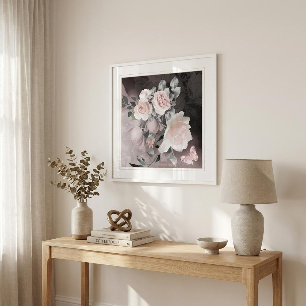 Noir Roses IV 3 White Framed Print Wall Art