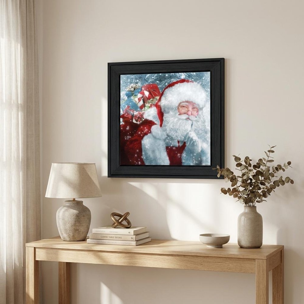 Santas Presents 3 Black Framed Print Wall Art