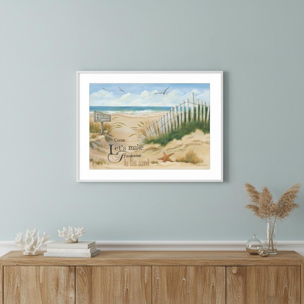 Footprint 1 White Framed Print Wall Art