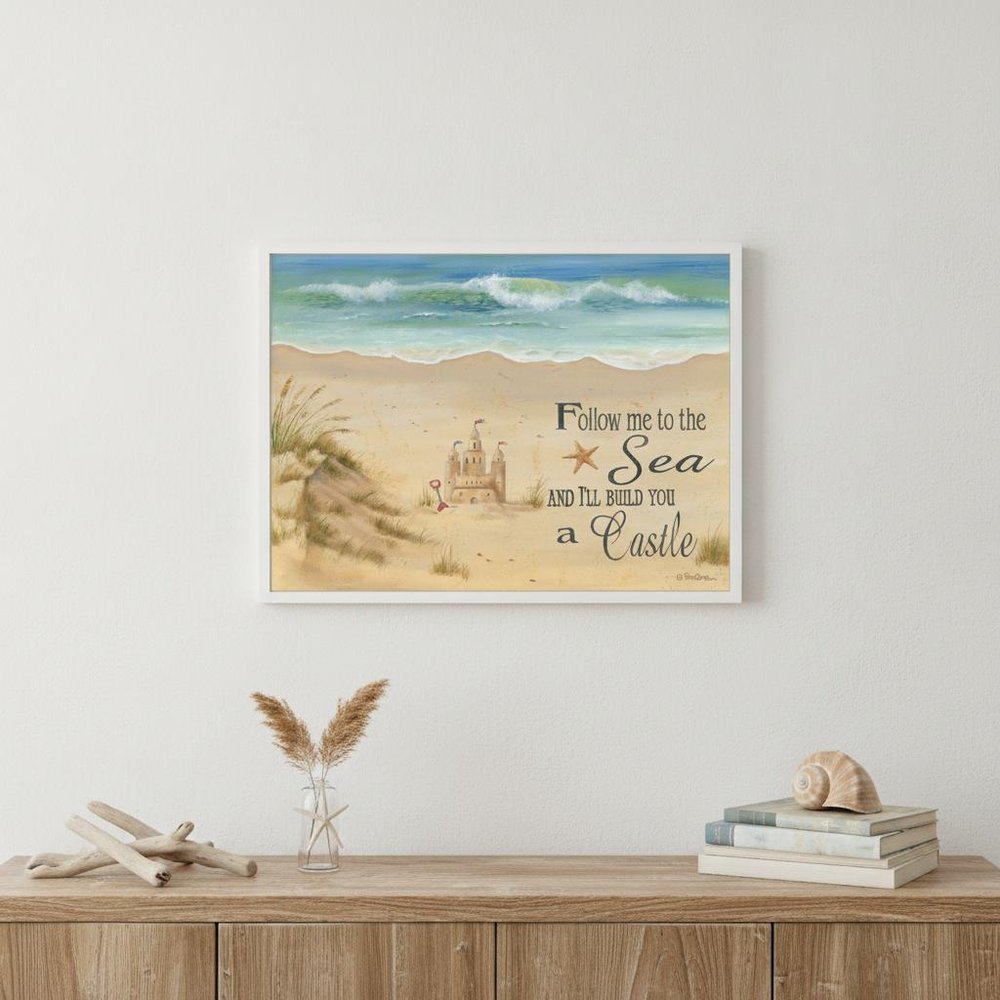 Sand Castle 1 White Framed Print Wall Art