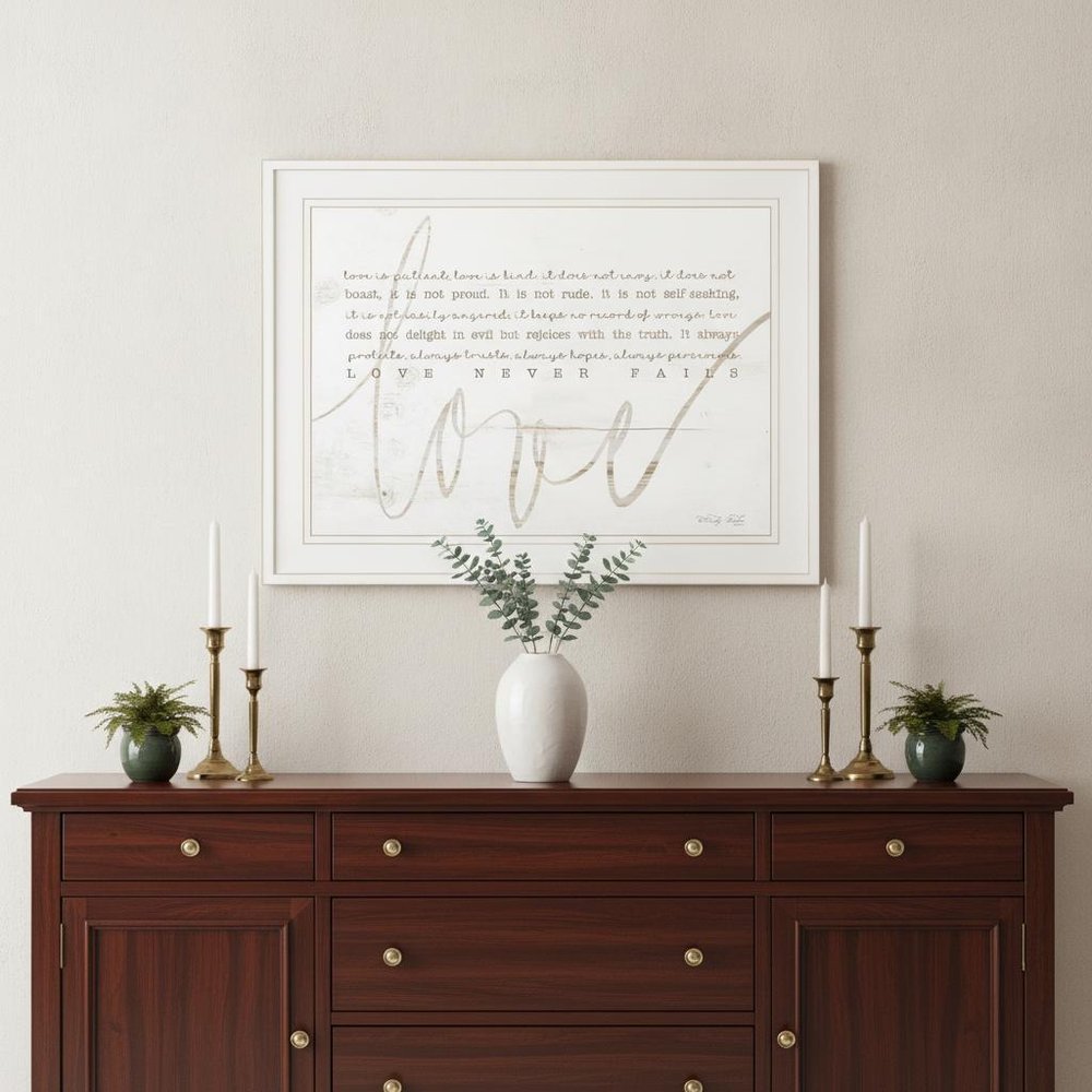 Love Never Fails 2 White Framed Print Wall Art
