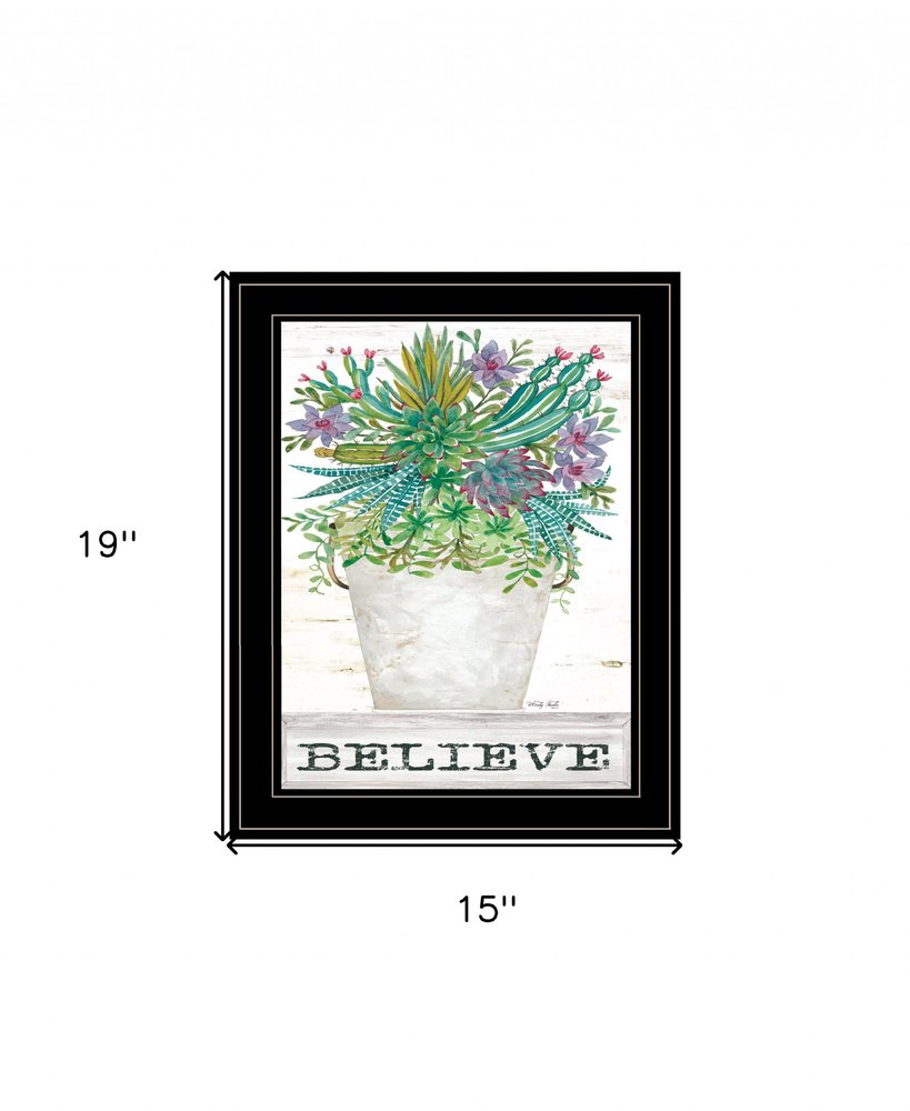 Believe Succulents 3 Black Framed Print Wall Art