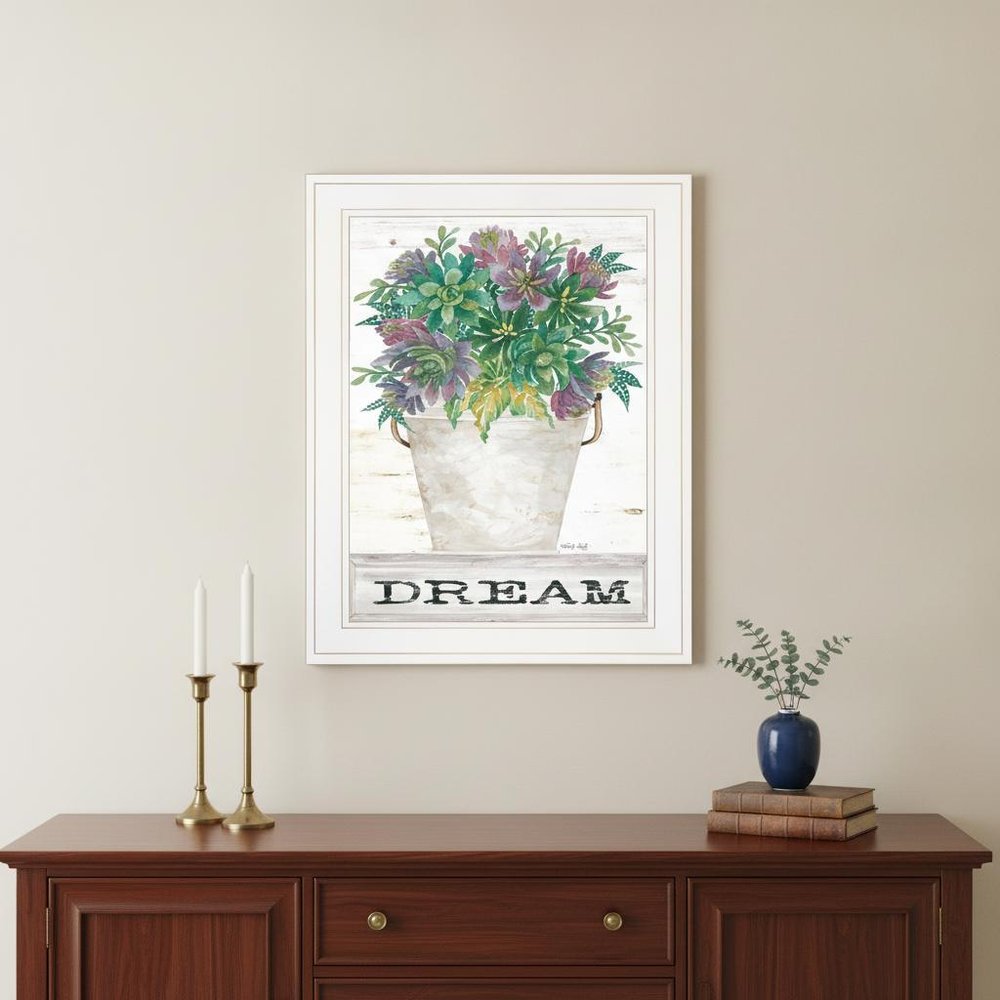 Dream Succulents 2 White Framed Print Wall Art