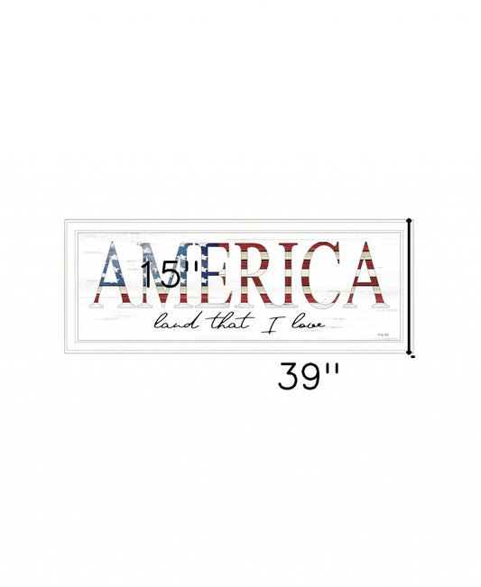 America Land that I Love Flag Print White Framed Print Wall Art