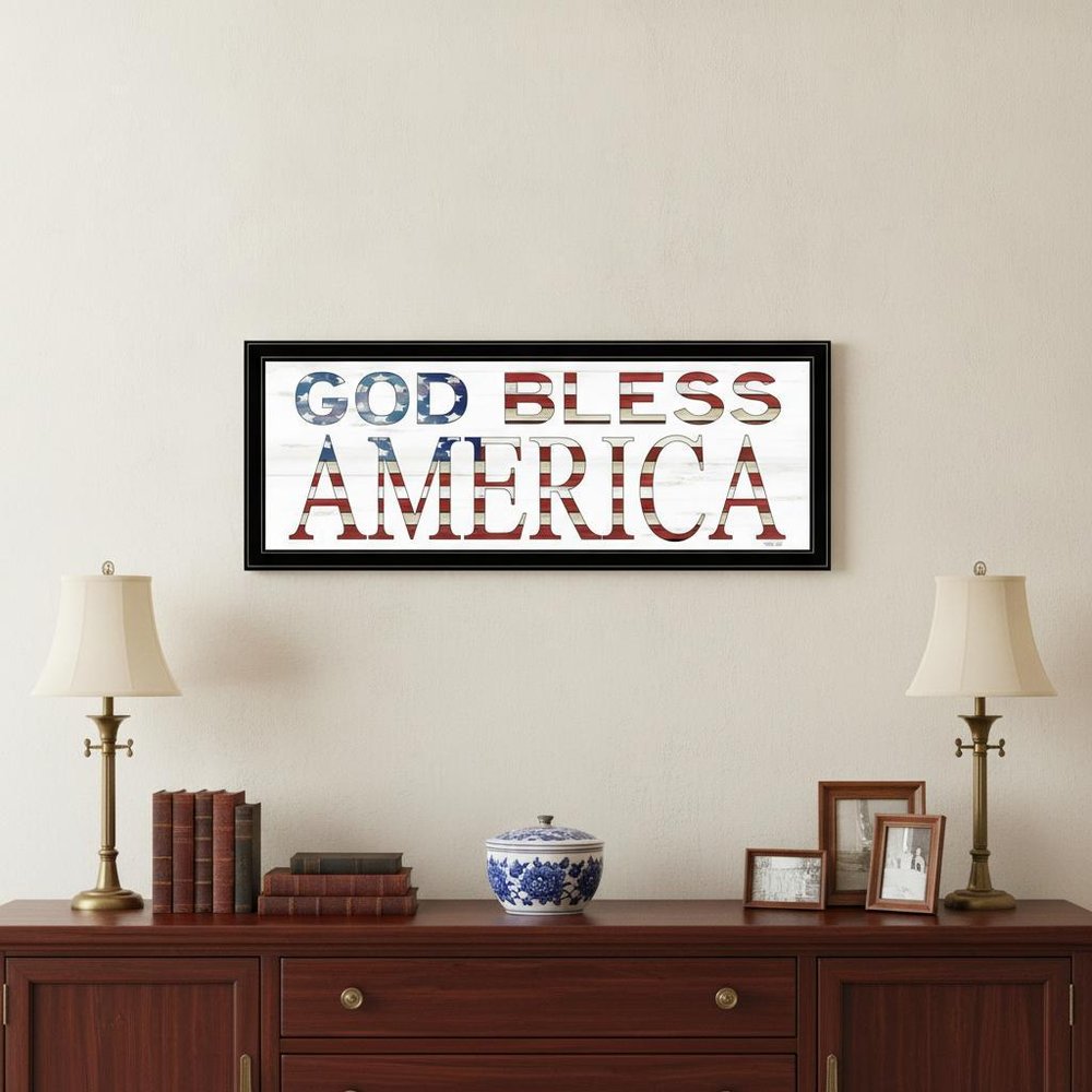 God Bless America 6 Black Framed Print Wall Art