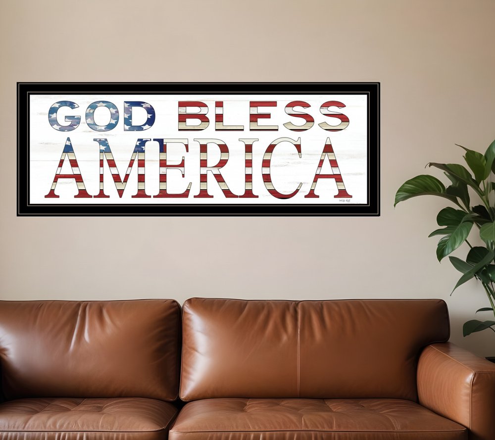 God Bless America 6 Black Framed Print Wall Art