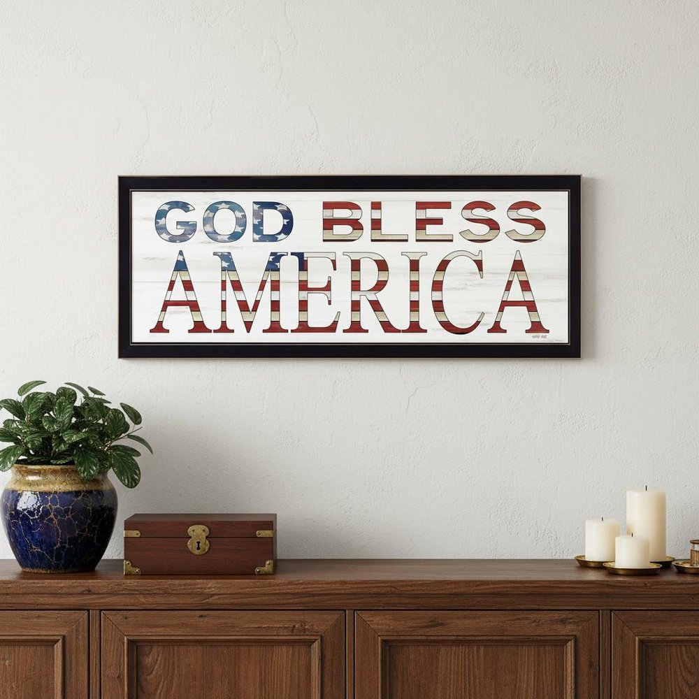 God Bless America 6 Black Framed Print Wall Art