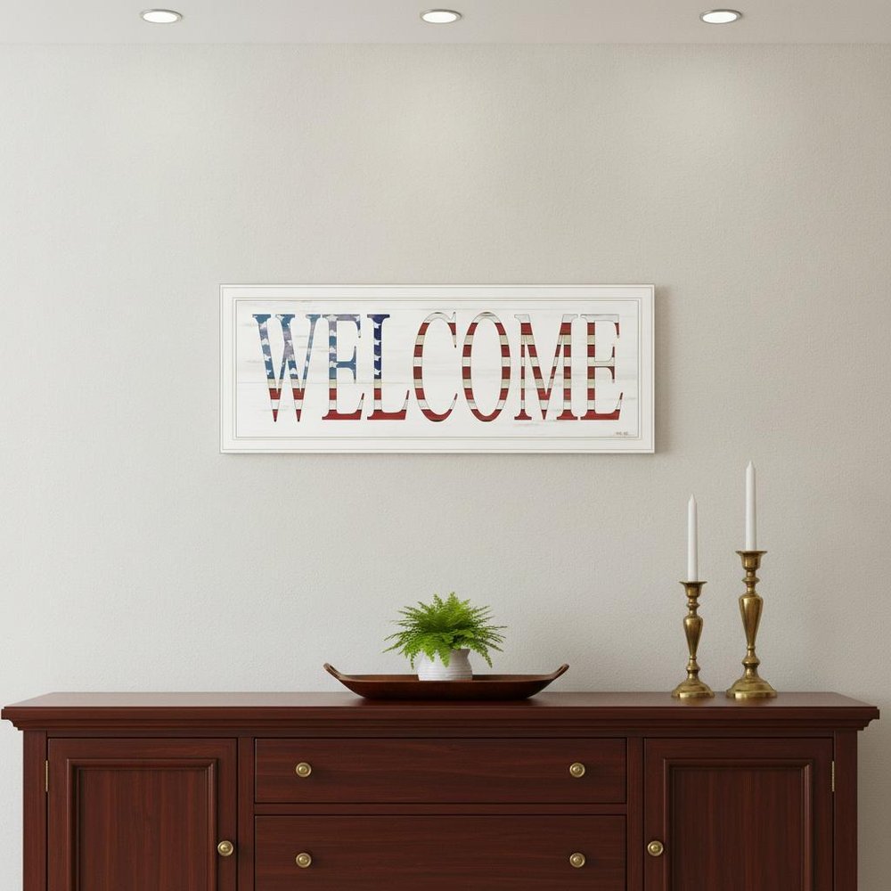 Patriotic Welcome 1 White Framed Print Wall Art