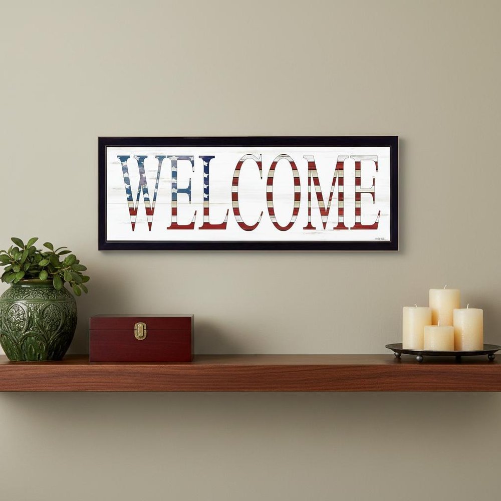 Patriotic Welcome 2 Black Framed Print Wall Art
