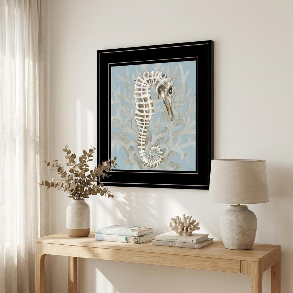 Coral Seahorse I 3 Black Framed Print Wall Art