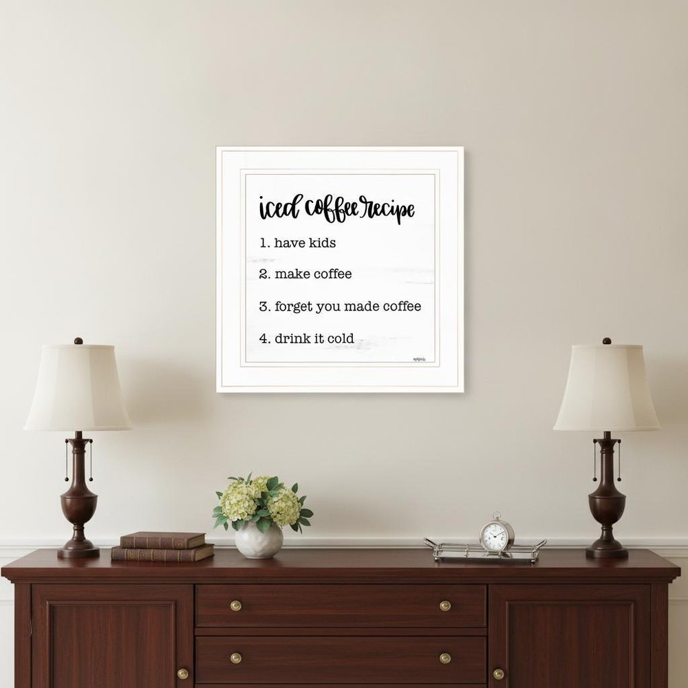 Iced Coffee Recipe 2 White Framed Print Wall Art