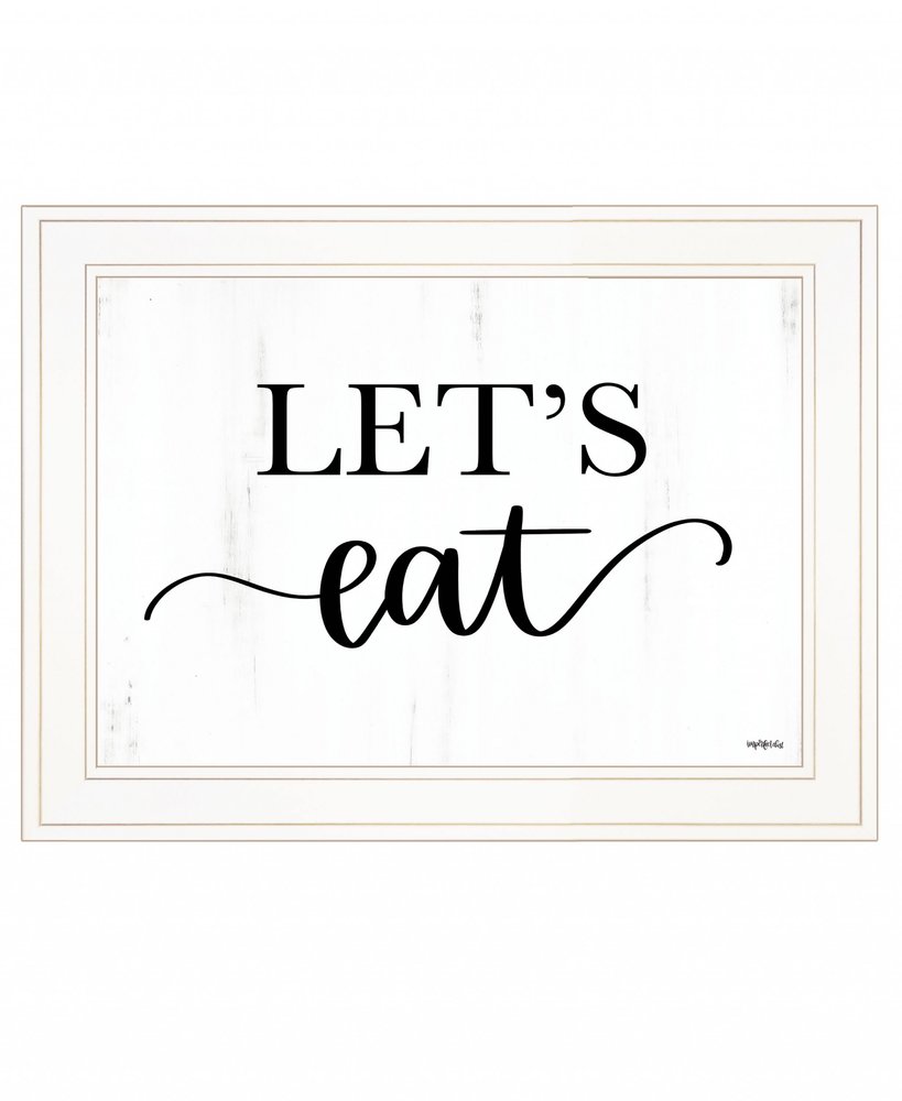 Lets Eat 2 White Framed Print Kitchen Wall Art