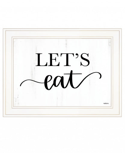 Lets Eat 2 White Framed Print Kitchen Wall Art