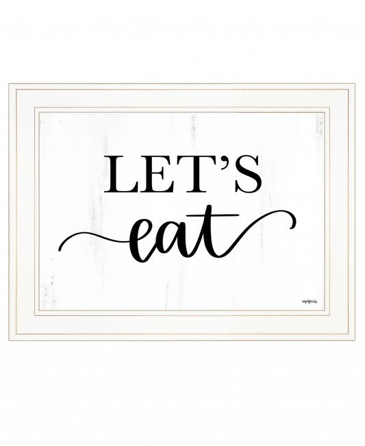 Lets Eat 2 White Framed Print Kitchen Wall Art