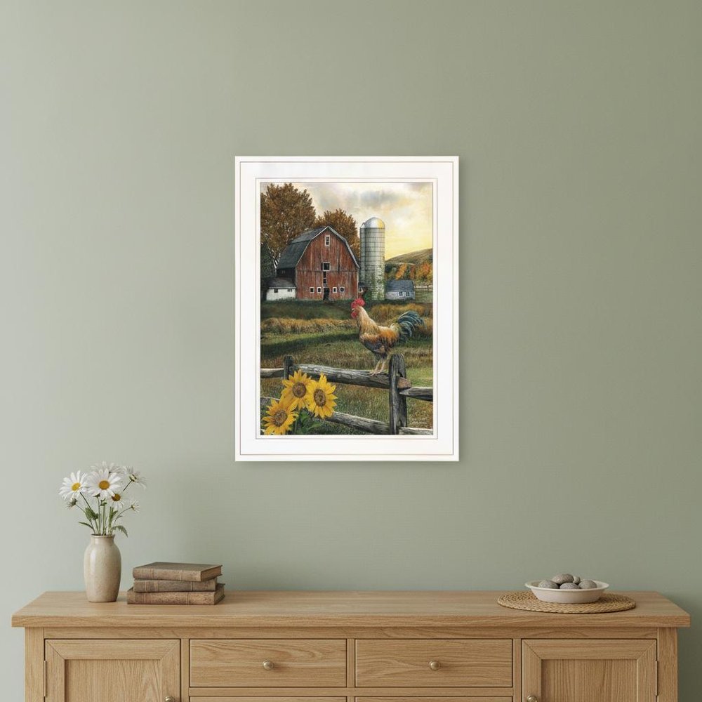 Early Rooster 2 White Framed Print Wall Art