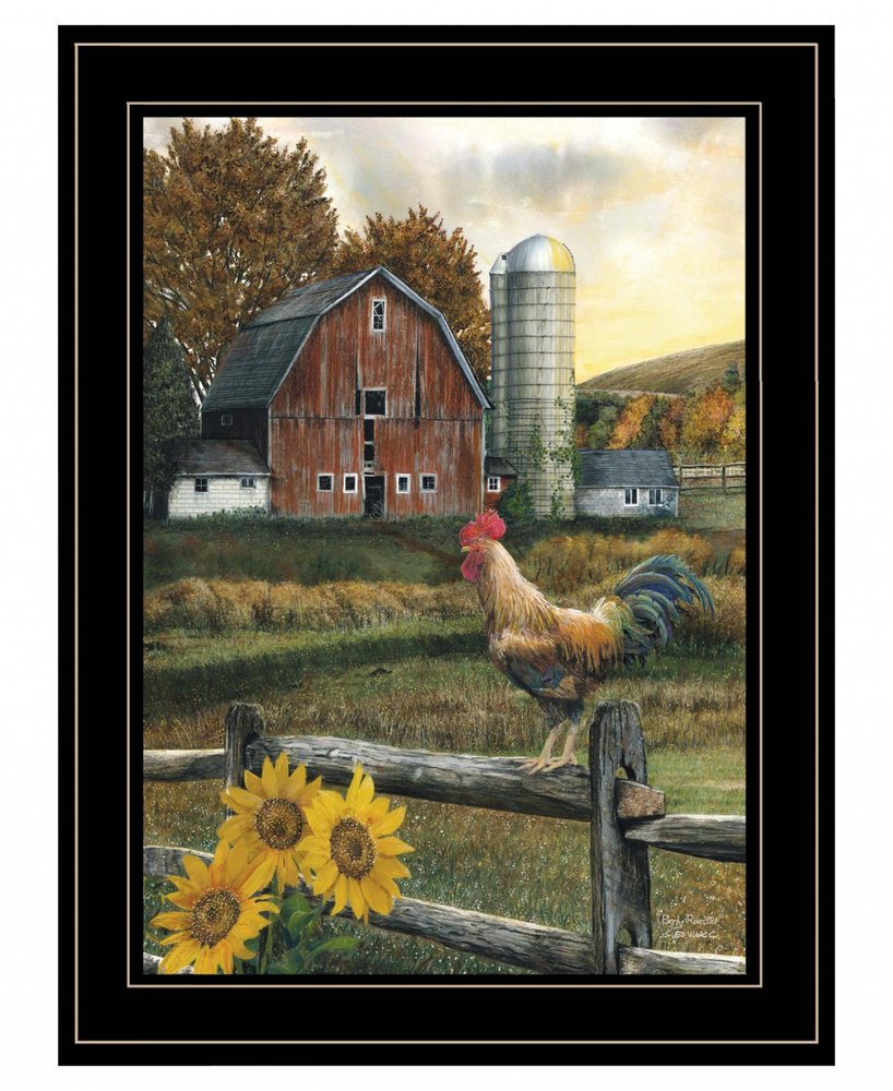 Early Rooster 2 White Framed Print Wall Art