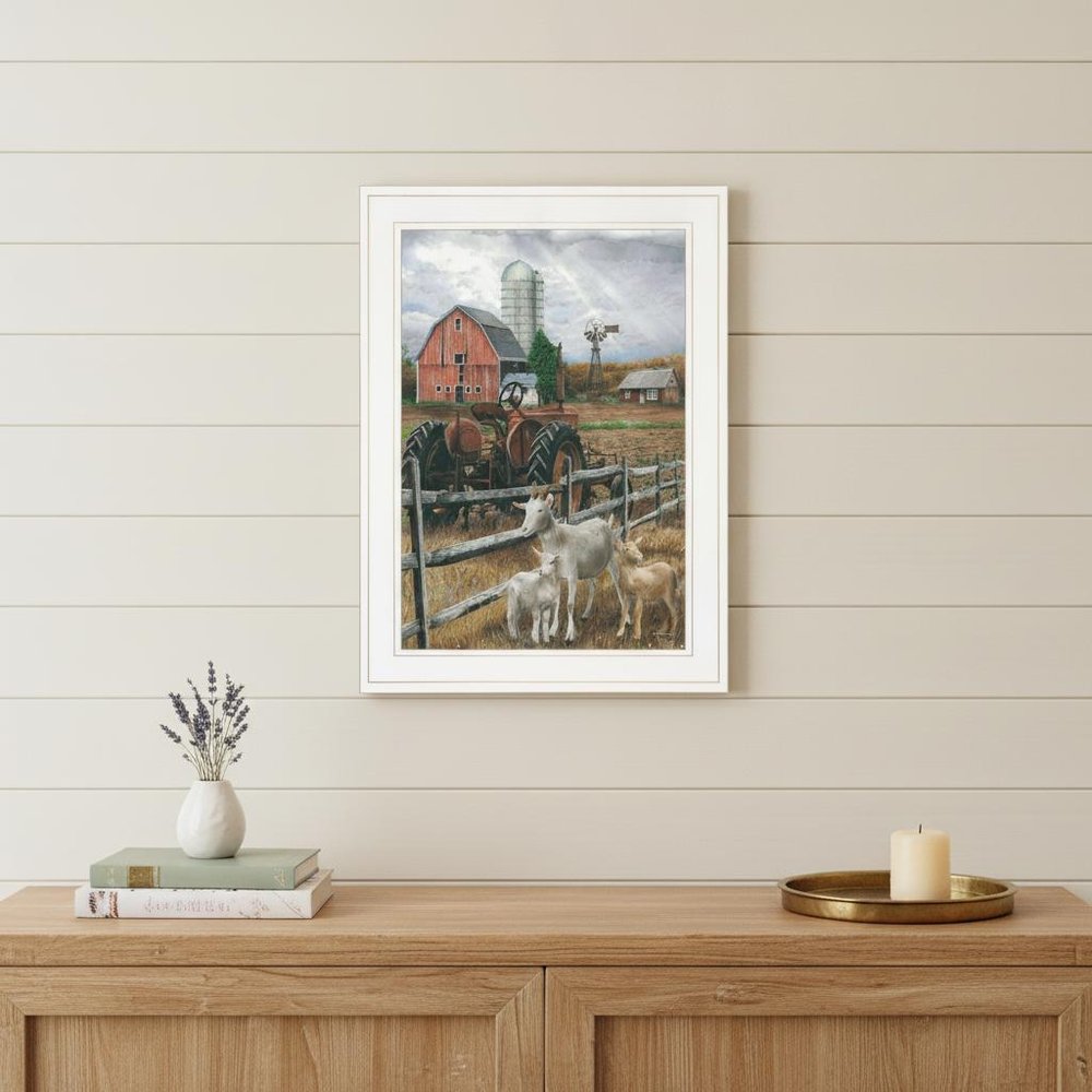 The Old Tractor 2 White Framed Print Wall Art