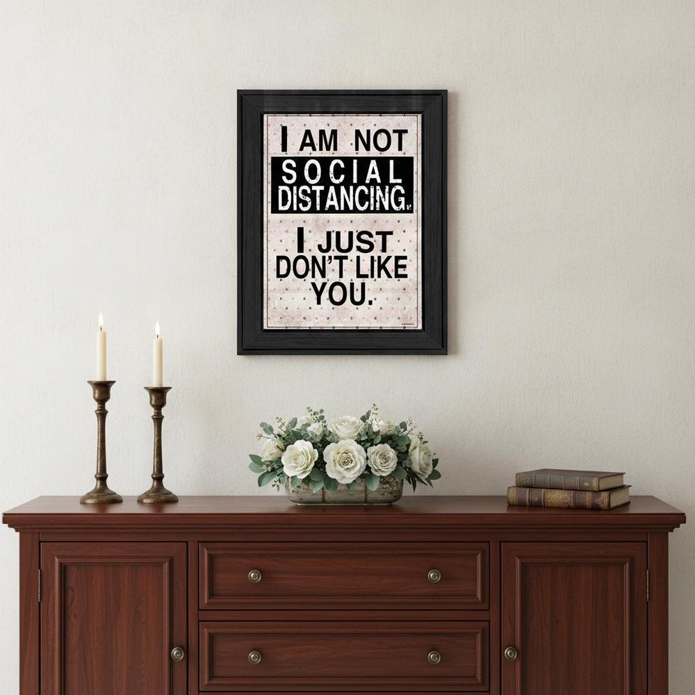Social Distancing 1 Black Framed Print Wall Art
