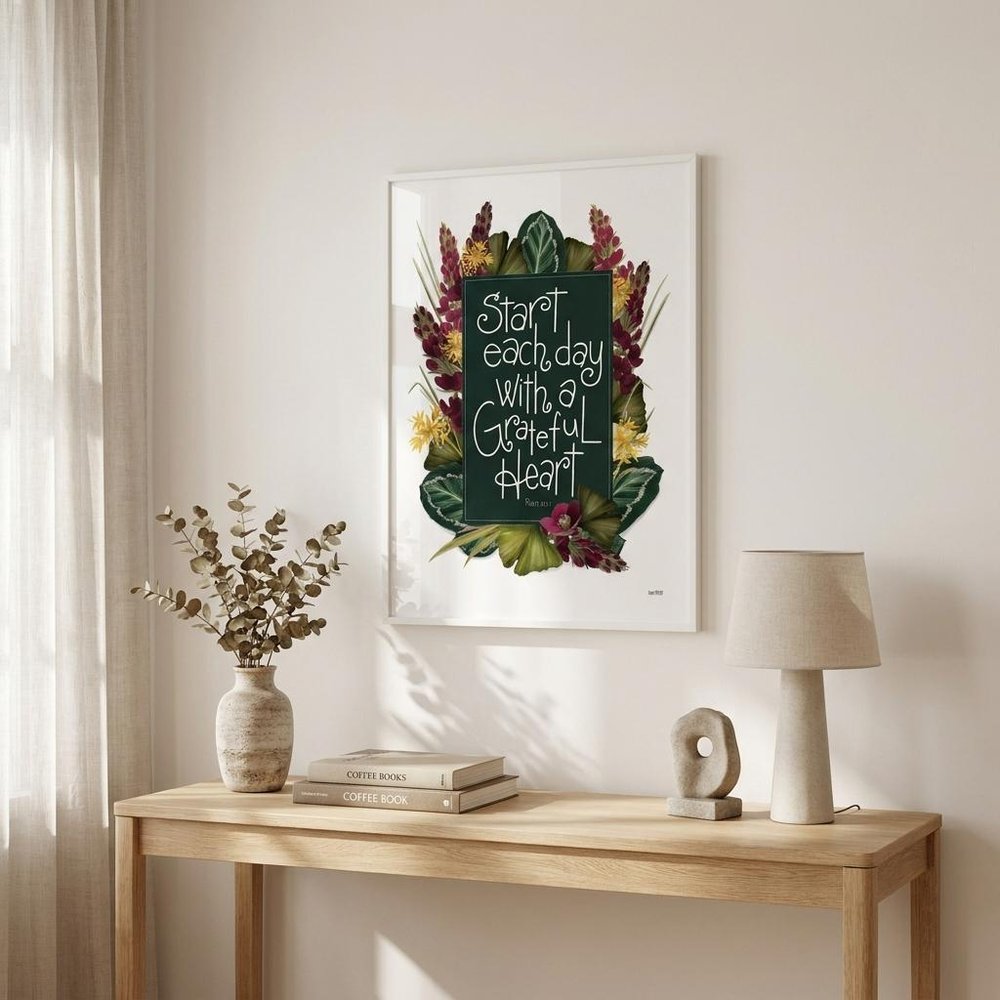 Grateful Heart 3 White Framed Print Wall Art
