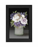 Lilac Mason Jar Floral 3 Black Framed Wall Art
