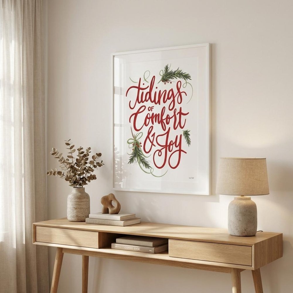 Tidings of Comfort and Joy 2 White Framed Print Wall Art