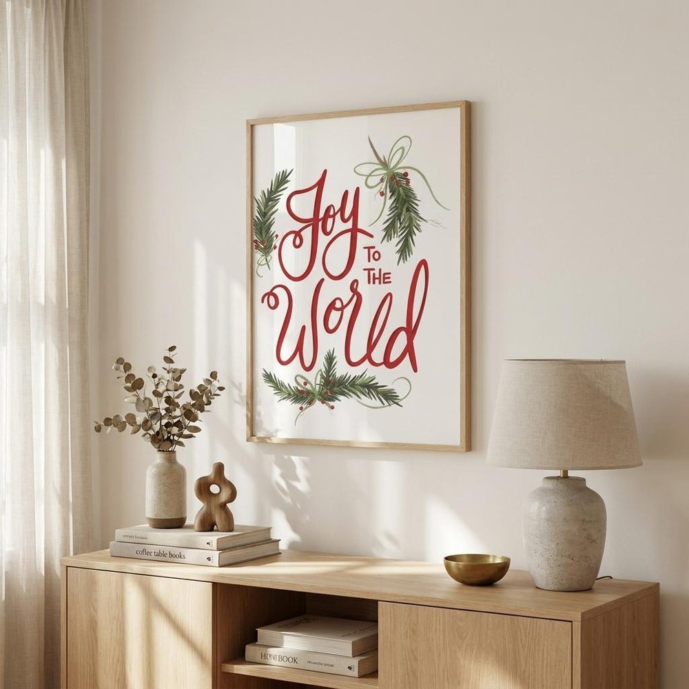 Joy to the World 2 White Framed Print Wall Art
