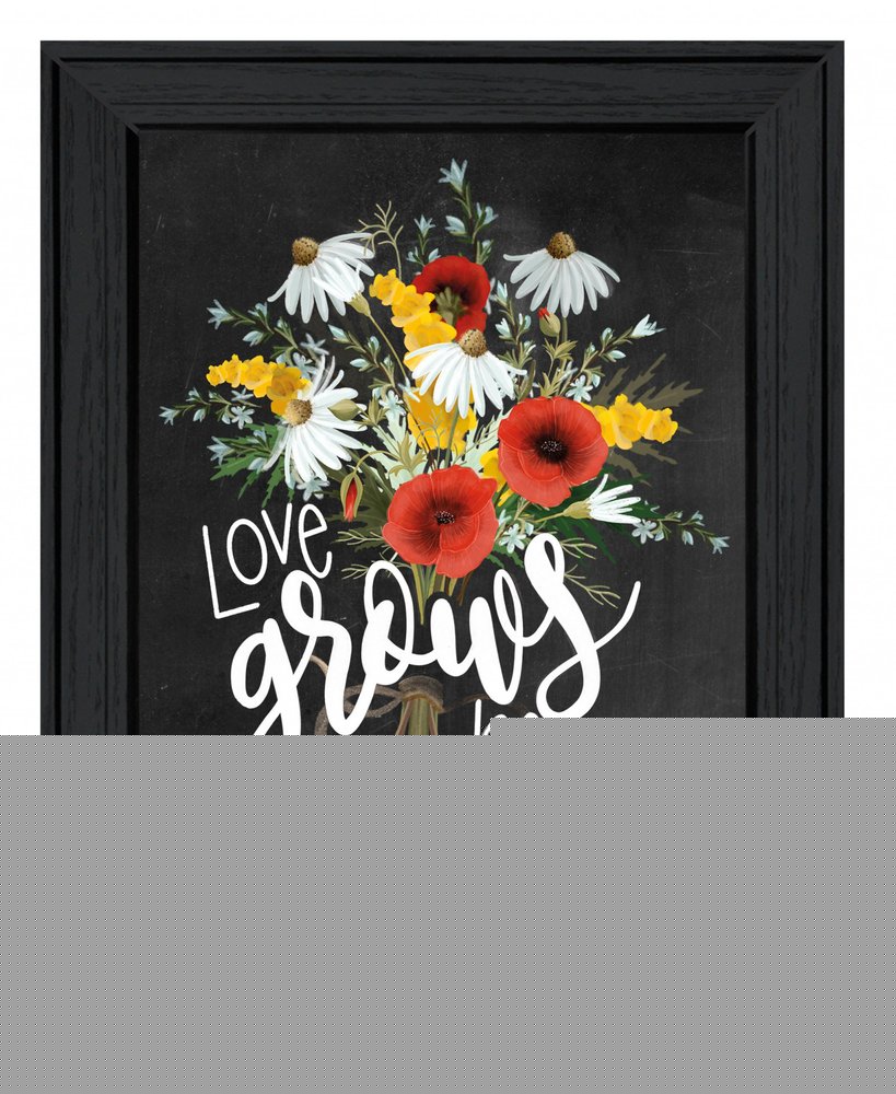 Love Grows Here 6 Black Framed Print Wall Art
