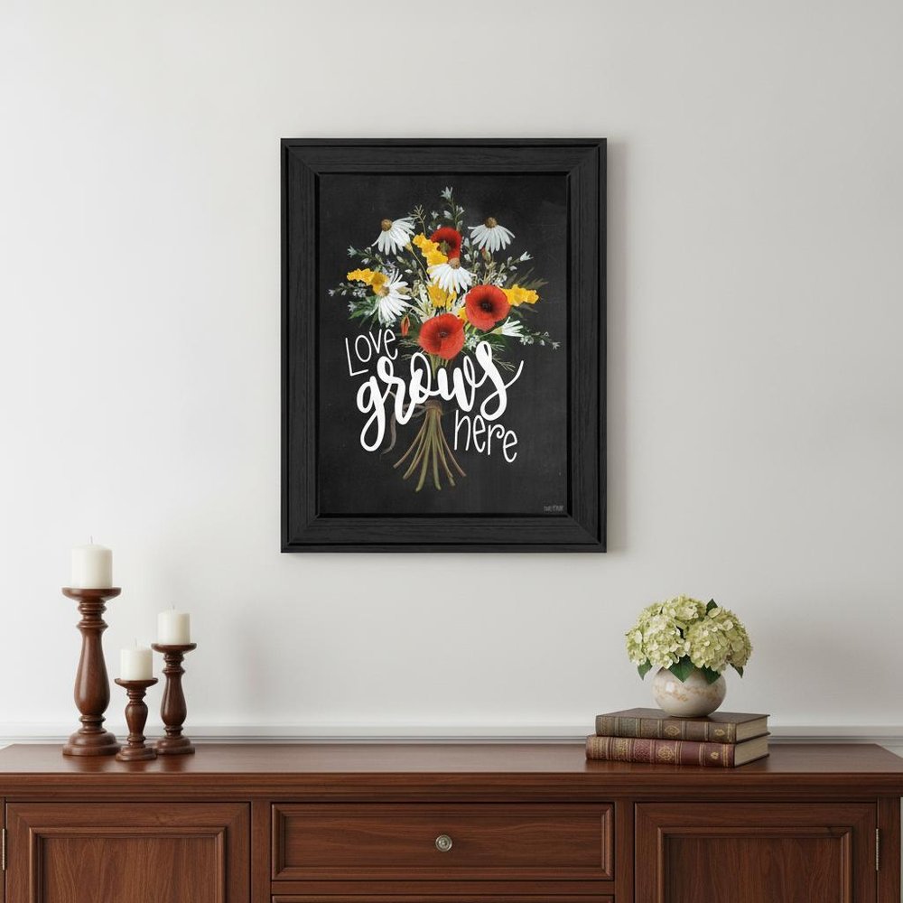 Love Grows Here 6 Black Framed Print Wall Art