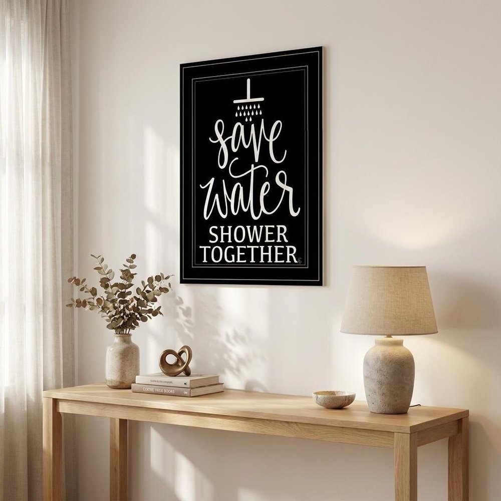 Shower Together 2 Black Framed Print Wall Art