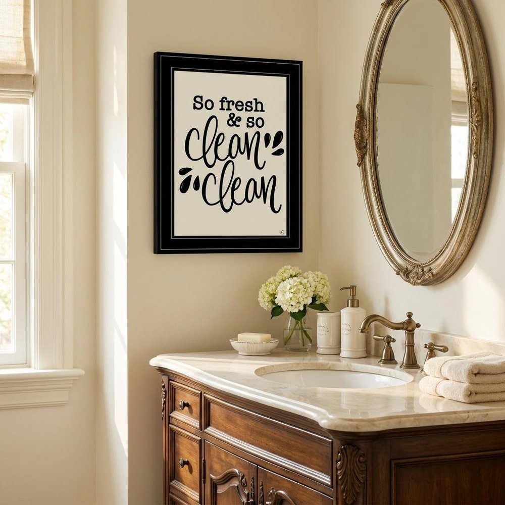 So Clean Clean 2 Black Framed Print Bathroom Wall Art