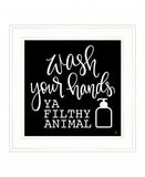 Wash Your Hands 1 White Framed Print Bathroom Wall Art