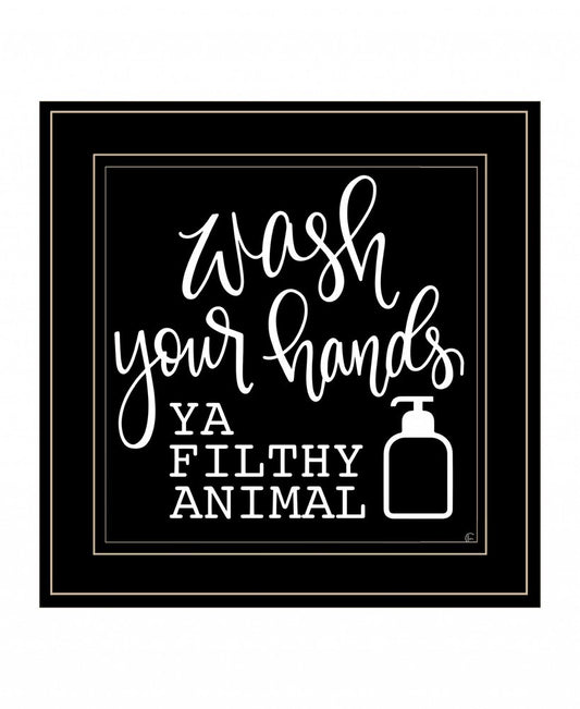 Wash Your Hands 2 Black Framed Print Bathroom Wall Art