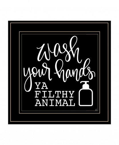Wash Your Hands 2 Black Framed Print Bathroom Wall Art