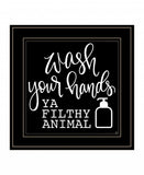 Wash Your Hands 2 Black Framed Print Bathroom Wall Art