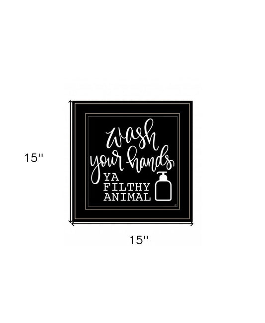 Wash Your Hands 2 Black Framed Print Bathroom Wall Art