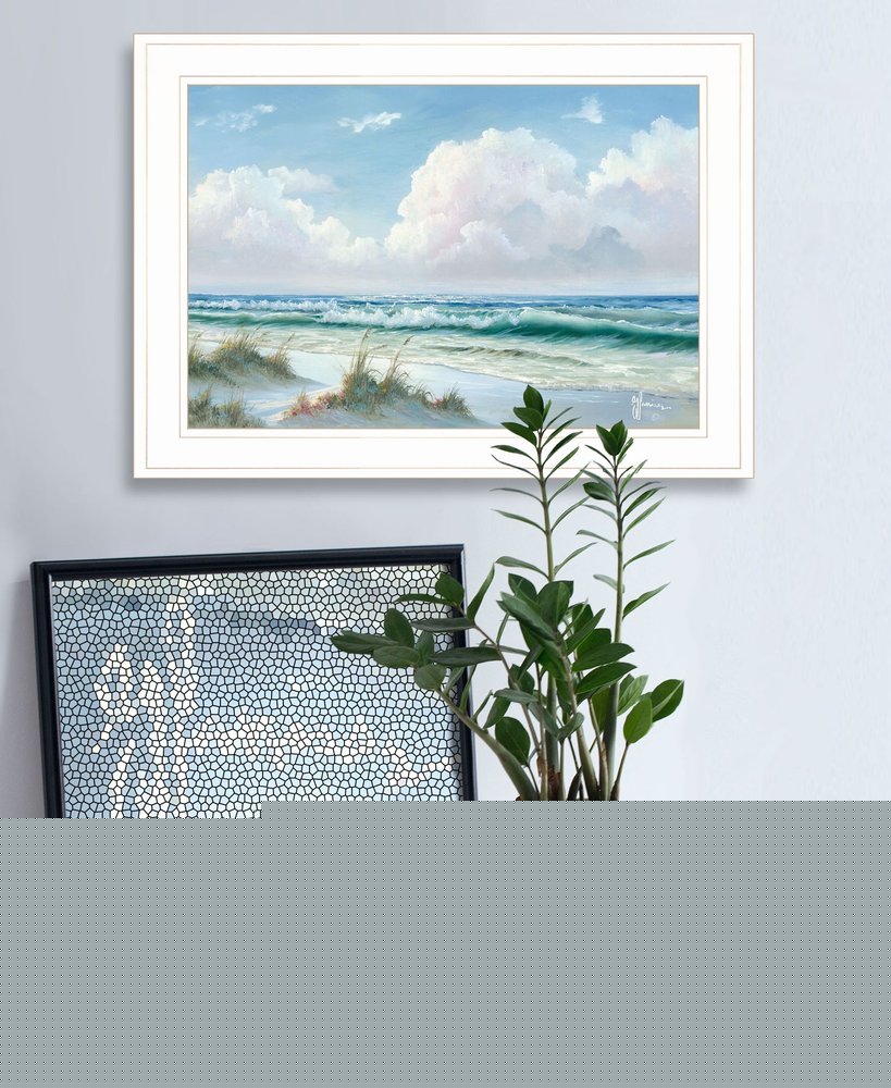 Beach 7 White Framed Print Wall Art