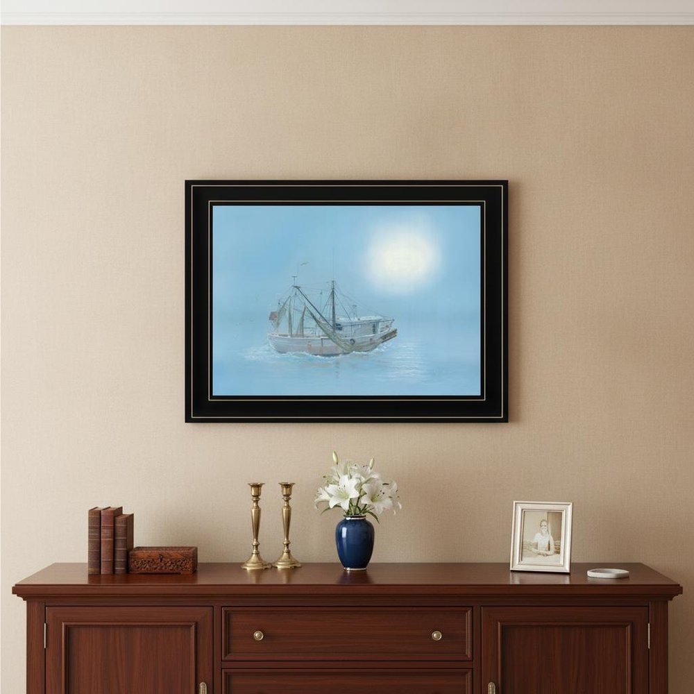 Misty Morning 2 Black Framed Print Wall Art