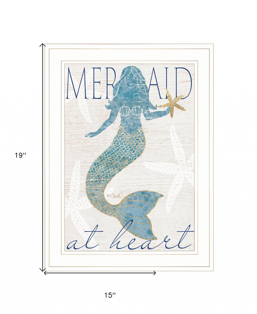 Mermaid at Heart 1 White Framed Print Wall Art
