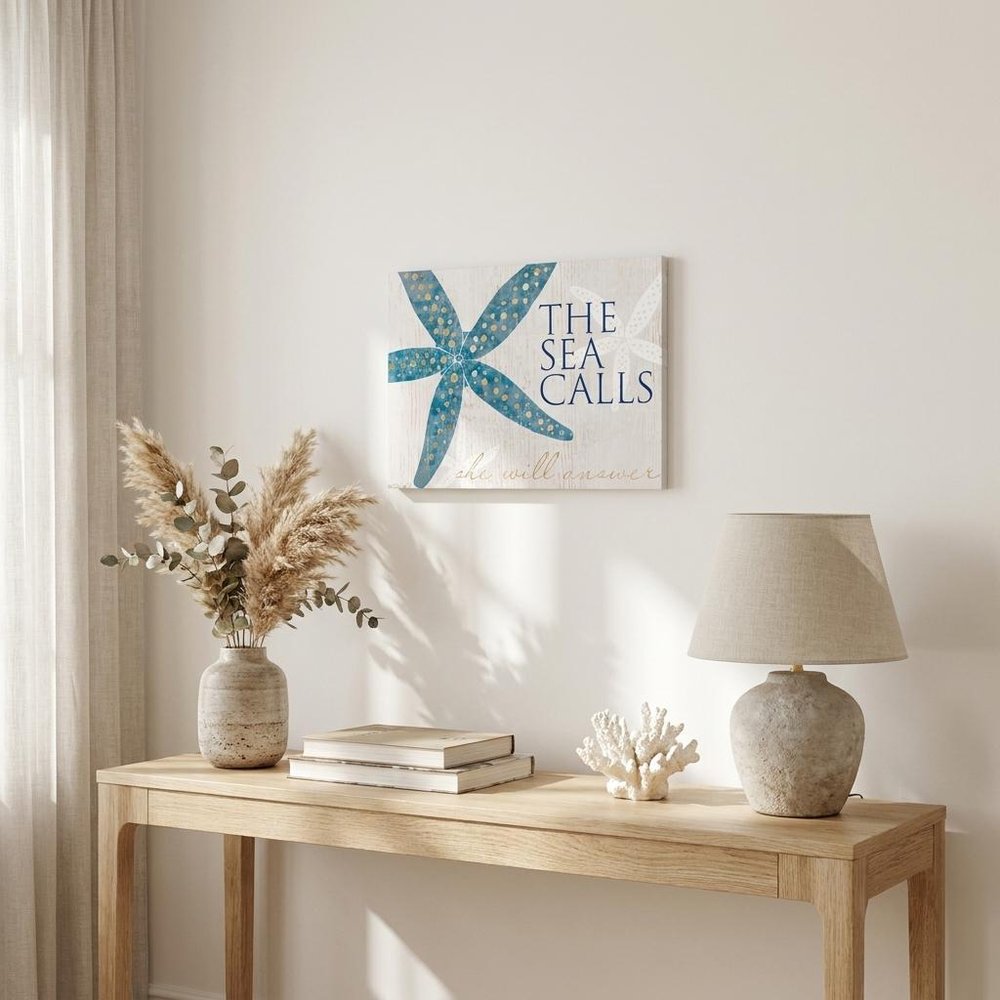 The Sea Calls 1 White Framed Print Wall Art
