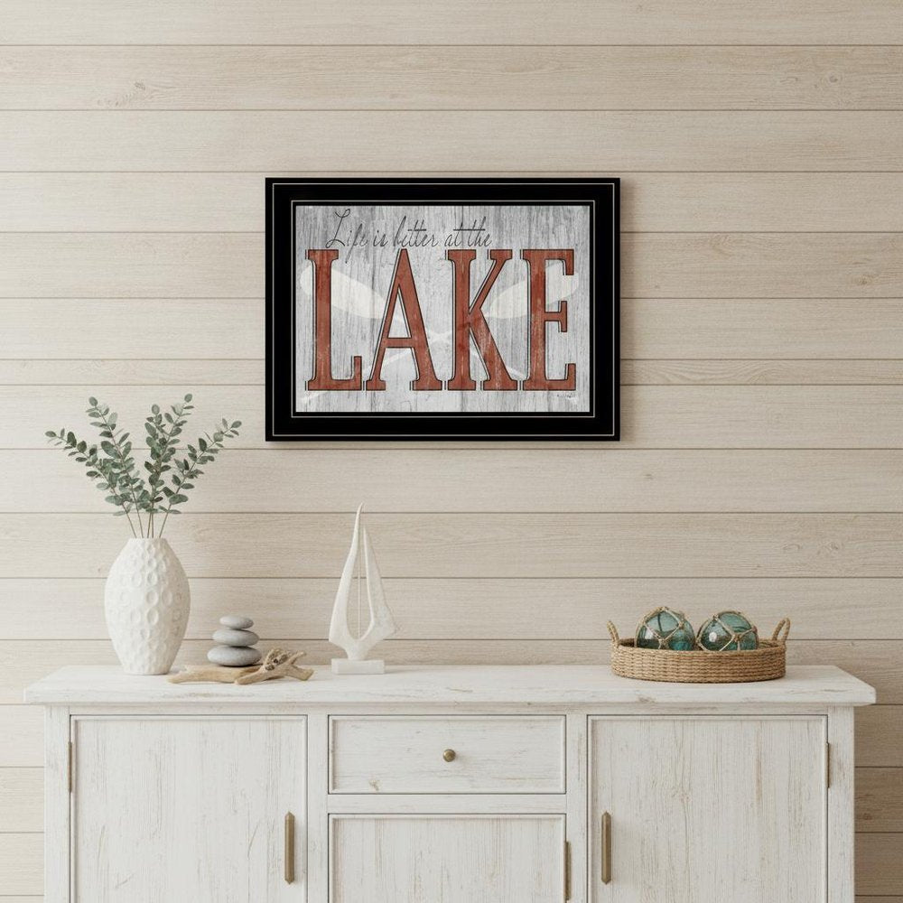 Life is Better at the Lake 2 Black Framed Print Wall Art