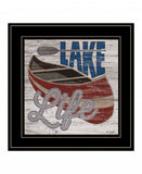 Lake Life Canoe 3 Black Framed Print Wall Art
