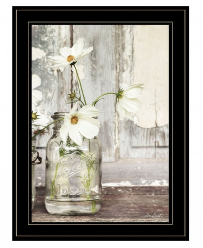 White Blossoms 2 Black Framed Print Wall Art