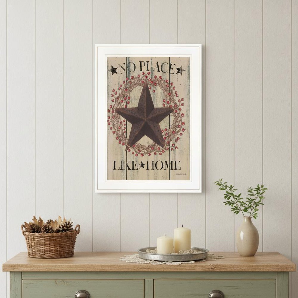 No Place Like Home Wreath 1 White Framed Print Wall Art