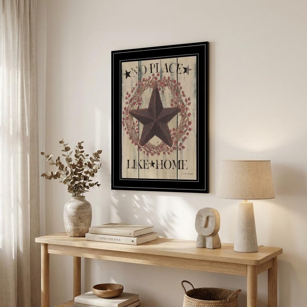 No Place Like Home Wreath 2 Black Framed Print Wall Art